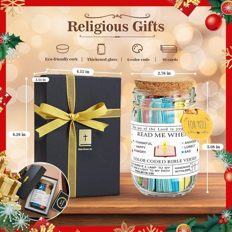 Miccillot Bible Verse Jar with 90 Scripture Cards - Read Me When for Daily Encouragement & Prayer, Christian Catholic Gifts for Women Men, Christmas Birthday Gift, Thickened Glass Jar with Wooden Lid - Image 5